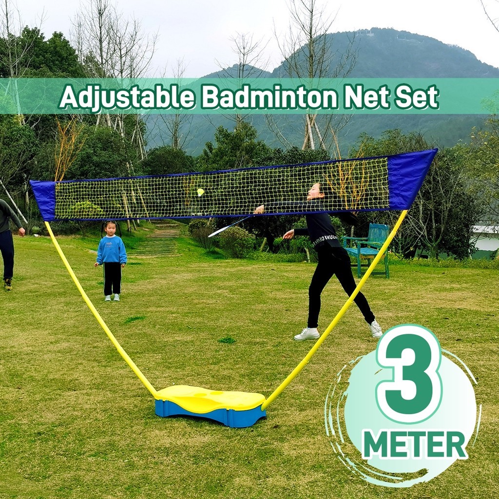 3 Meter Portable Adjustable Badminton Net Set Foldable Easy Set up Rack ...