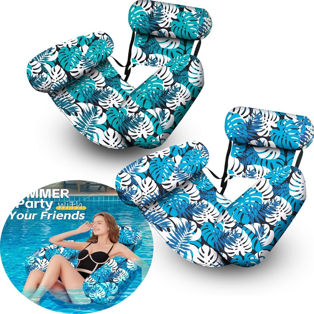 Inflatable Portable Floating Water Hammock Maple Float Pool Bed ...
