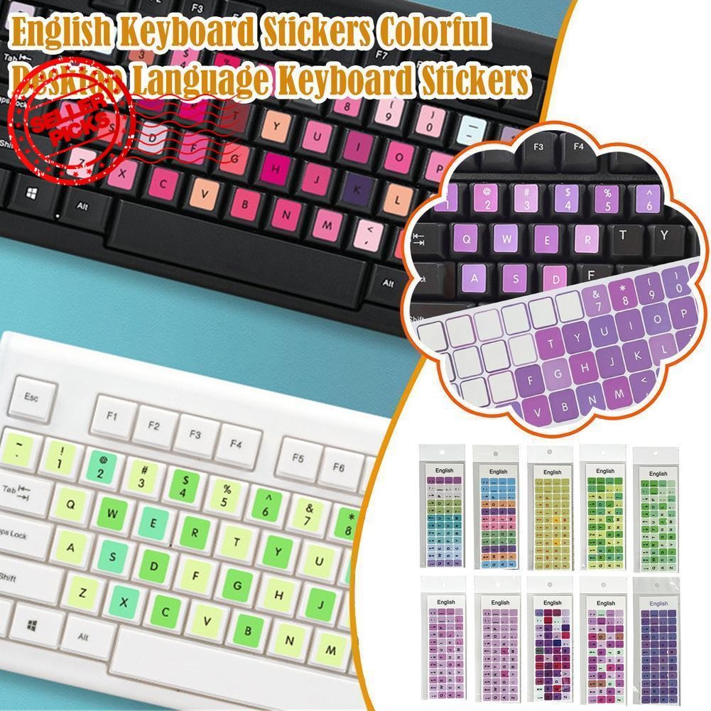 Laptop English Keyboard Sticker Macaron Color Key Sticker Computer ...