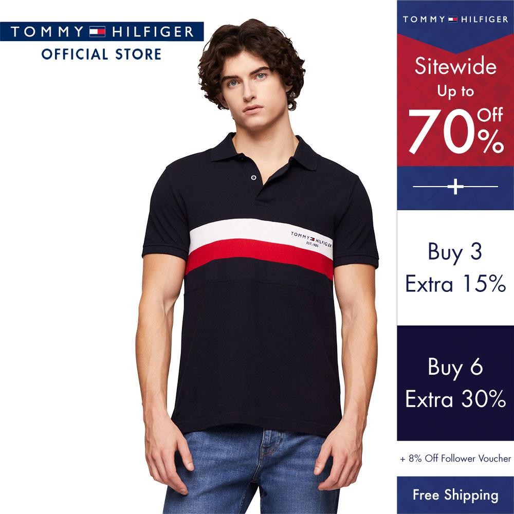 TOMMY HILFIGER Chest Color Block Slim Polo Mens Shopee Malaysia