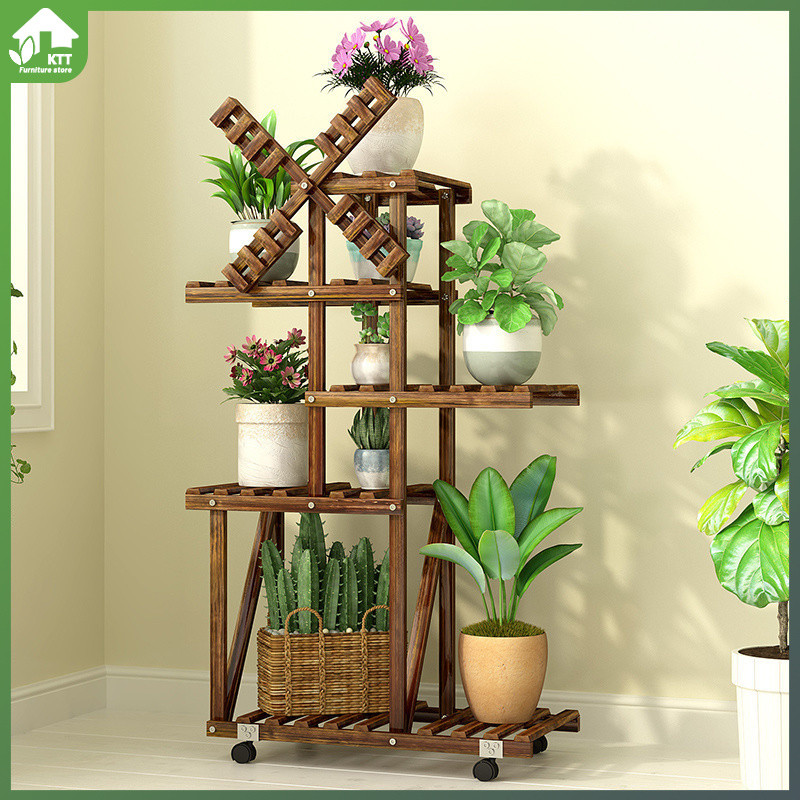 Flower Stand Plant Rack Outdoor Plant Stand Solid Wood Flower Stand ...