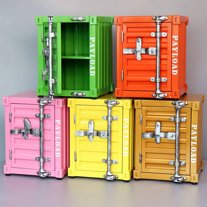 JY-8/Industrial Style Container Bedside Table Iron Cabinet Vintage ...