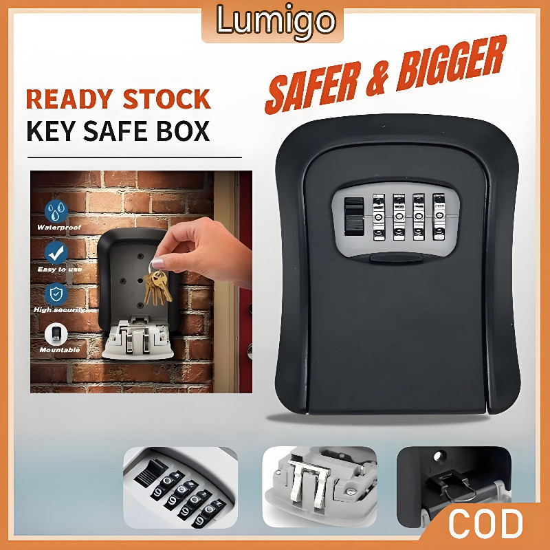 Wall Mounted Key Lock Box Key Storage Lock Box 4 Digits Password Locker ...