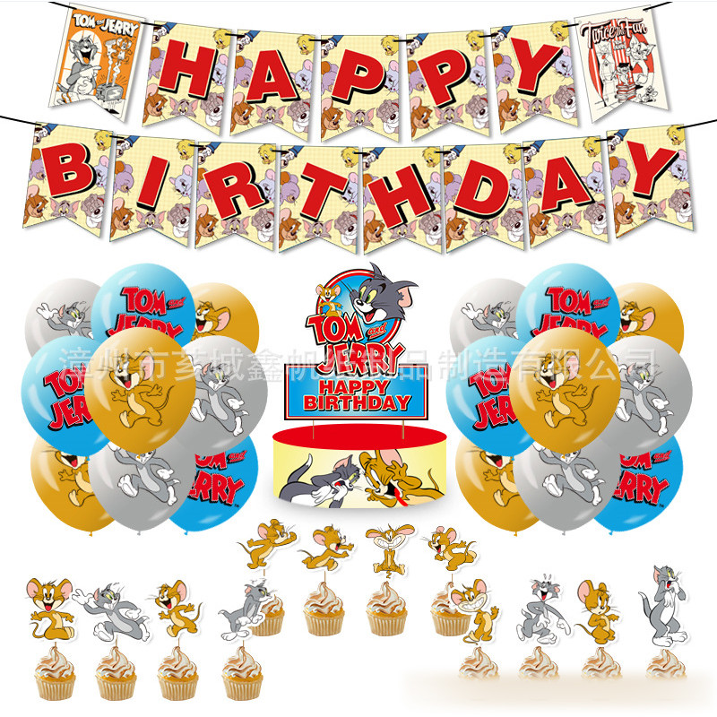 Décorations Fête Tom Et Jerry - Assiettes, Ballons, Banderole, Cake Toppers