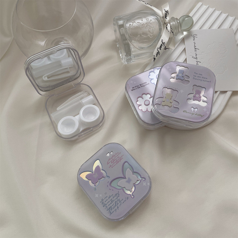 LeeSisters Lovely Contact Lens Container Mini Square Travel Set ...