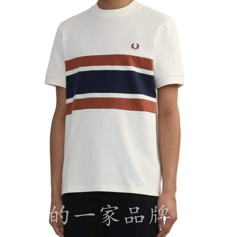 Fred PERRY 25 Spring Summer Men's Logo Colorblock Striped Short-Sleeved ...