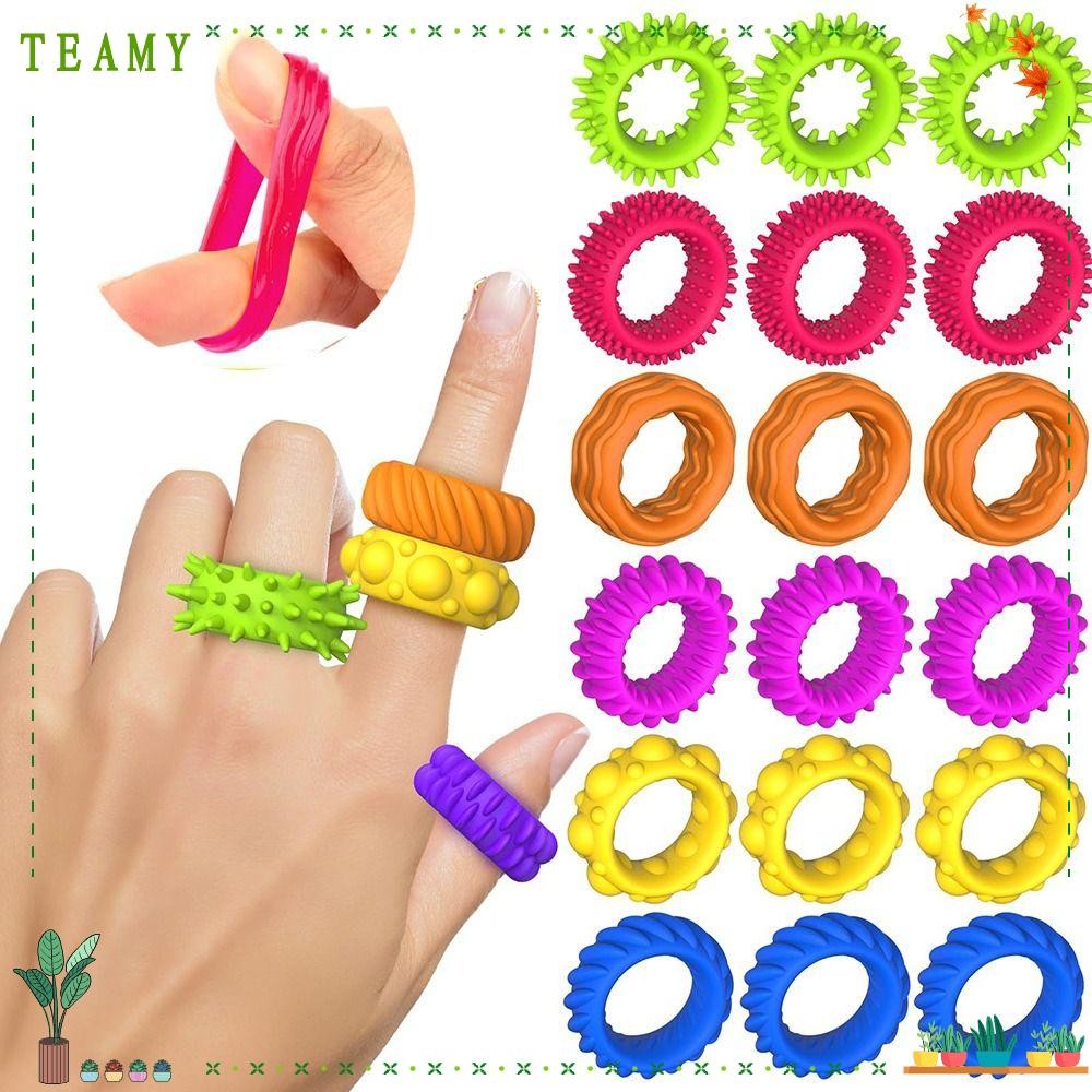 TEAMY 12 pcs/set Fidget Toys, Stretchy TPR Kids Sensory Rings, Gift ...