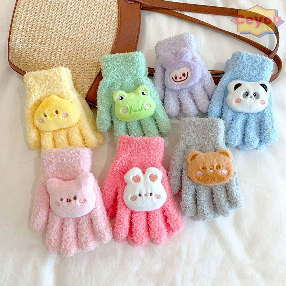 CEYOU Children Gloves, Plush Labubu Kids Full Fingers Gloves, Cartoon ...