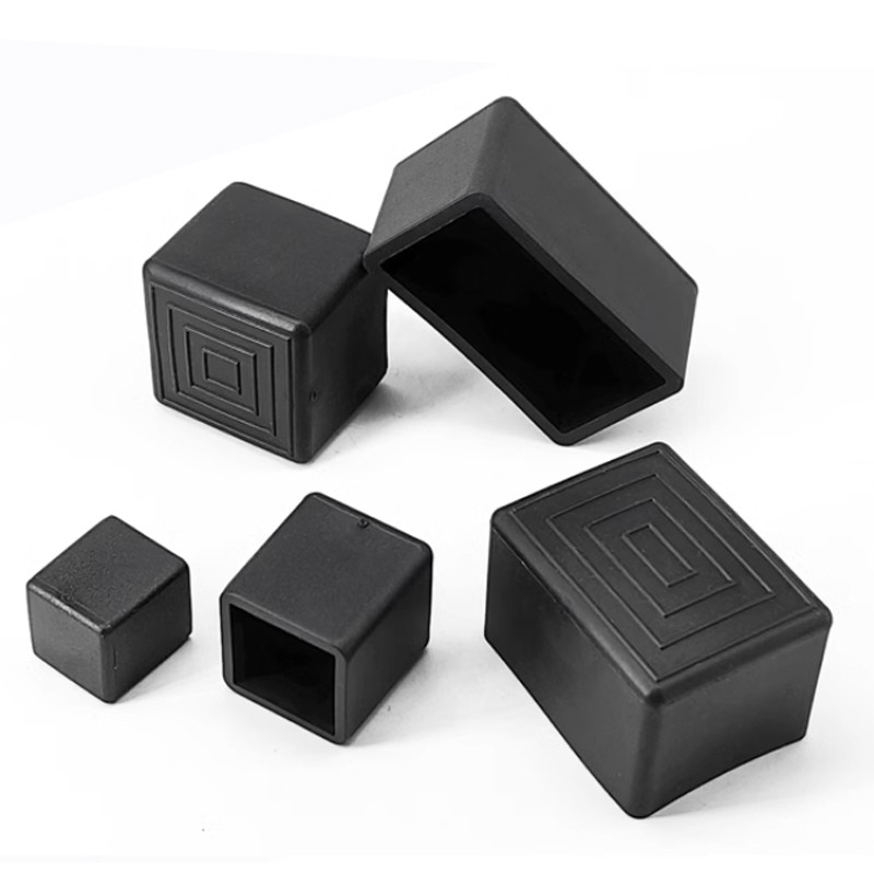 Black Square Chair Leg Caps PVC Non-slip Table Foot Dust Cover Socks ...
