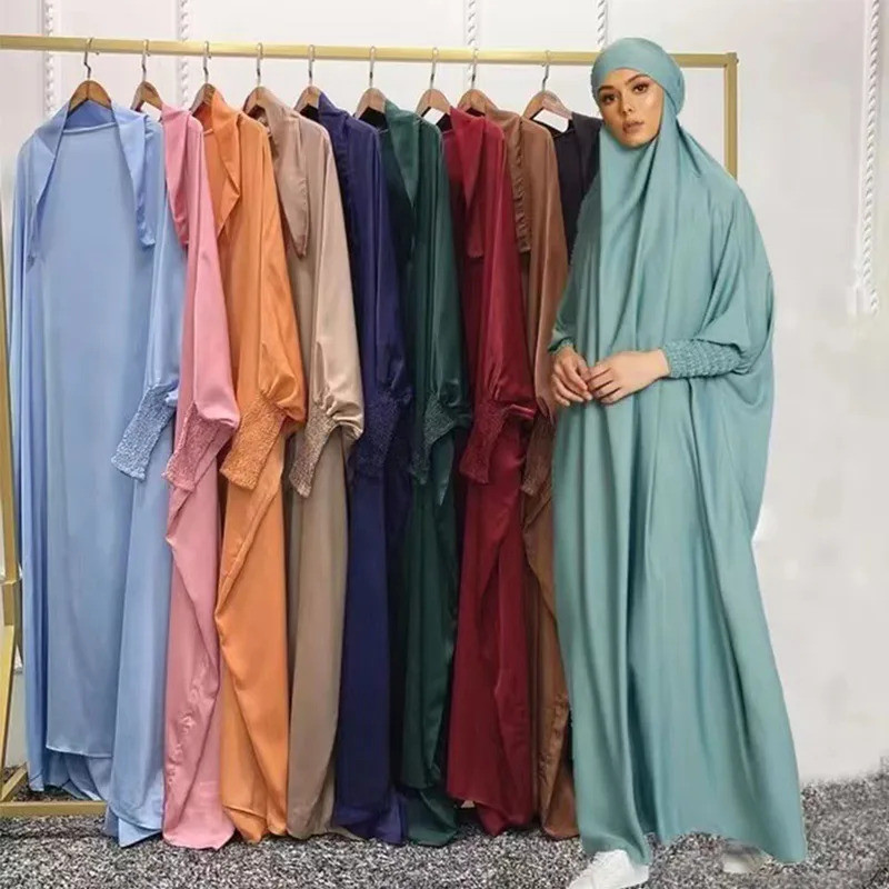 Ramadan Muslim Robe One Piece Cinch Sleeve Long Dress Prayer Hijab ...