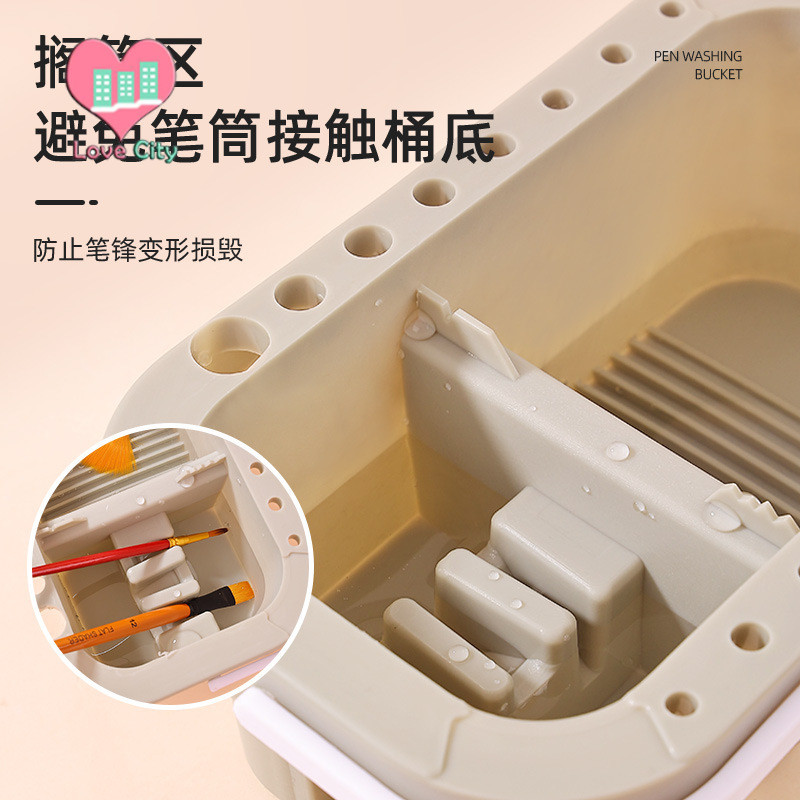 Artist Paint Brush Cleaner Cup Basin with Brushes with Brushes Holder ...