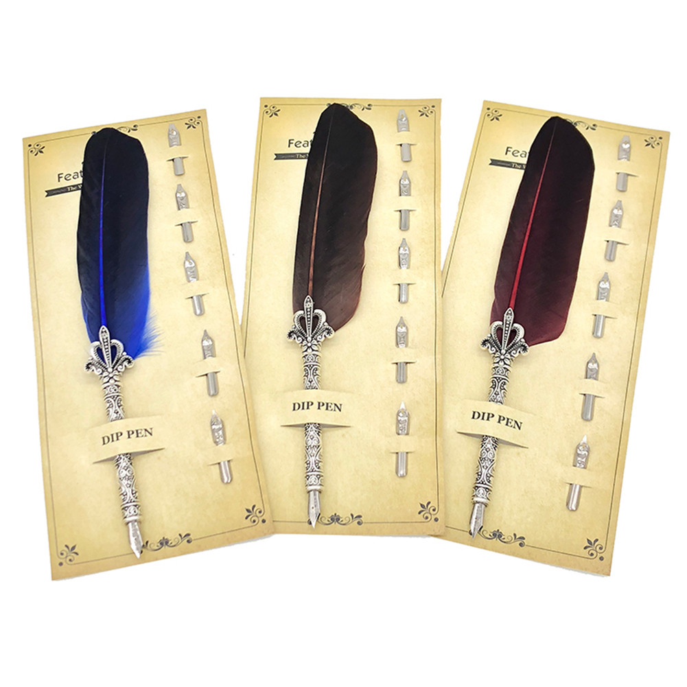 [Redkee.my] Calligraphy Feather Dip Pen with 5 Nib Writing Ink Quill ...