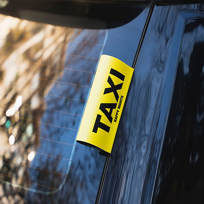 MyriadU Vinyl Fake Taxi Tag Car Sticker Yellow Outside Auto Decal Charm ...