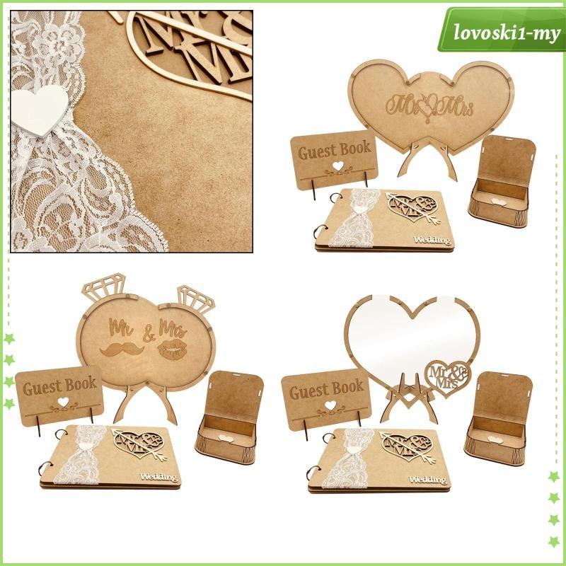 [LovoskibcMY] Rustic Wedding Guest Book Drop Box with Stand for Wedding ...