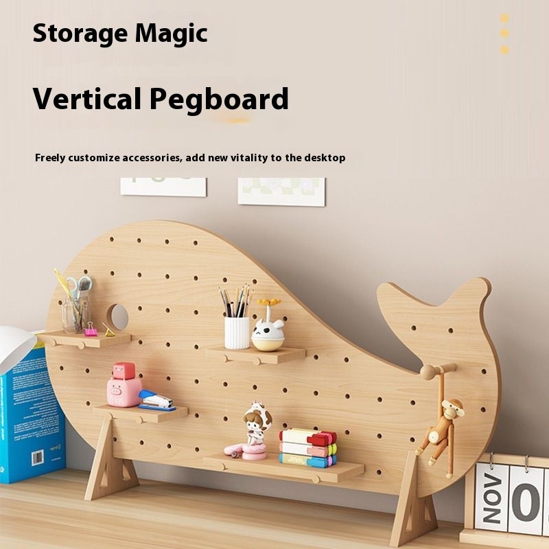 rak papan peg Desktop vertical pegboard rack Solid Wood Pegboard Multi ...