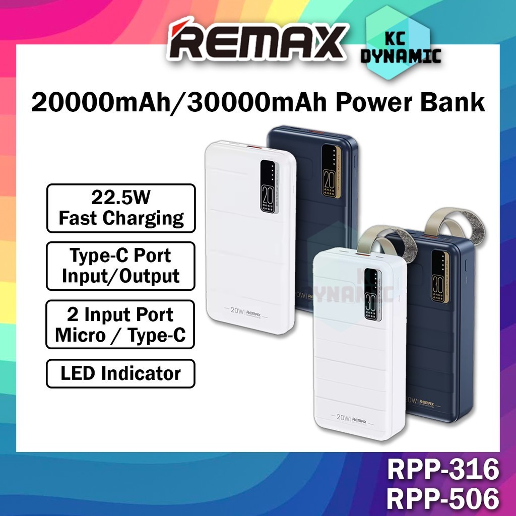 Remax RPP-316 20000mAh Powerbank 22.5W Fast Charging RPP-506 30000mAh ...