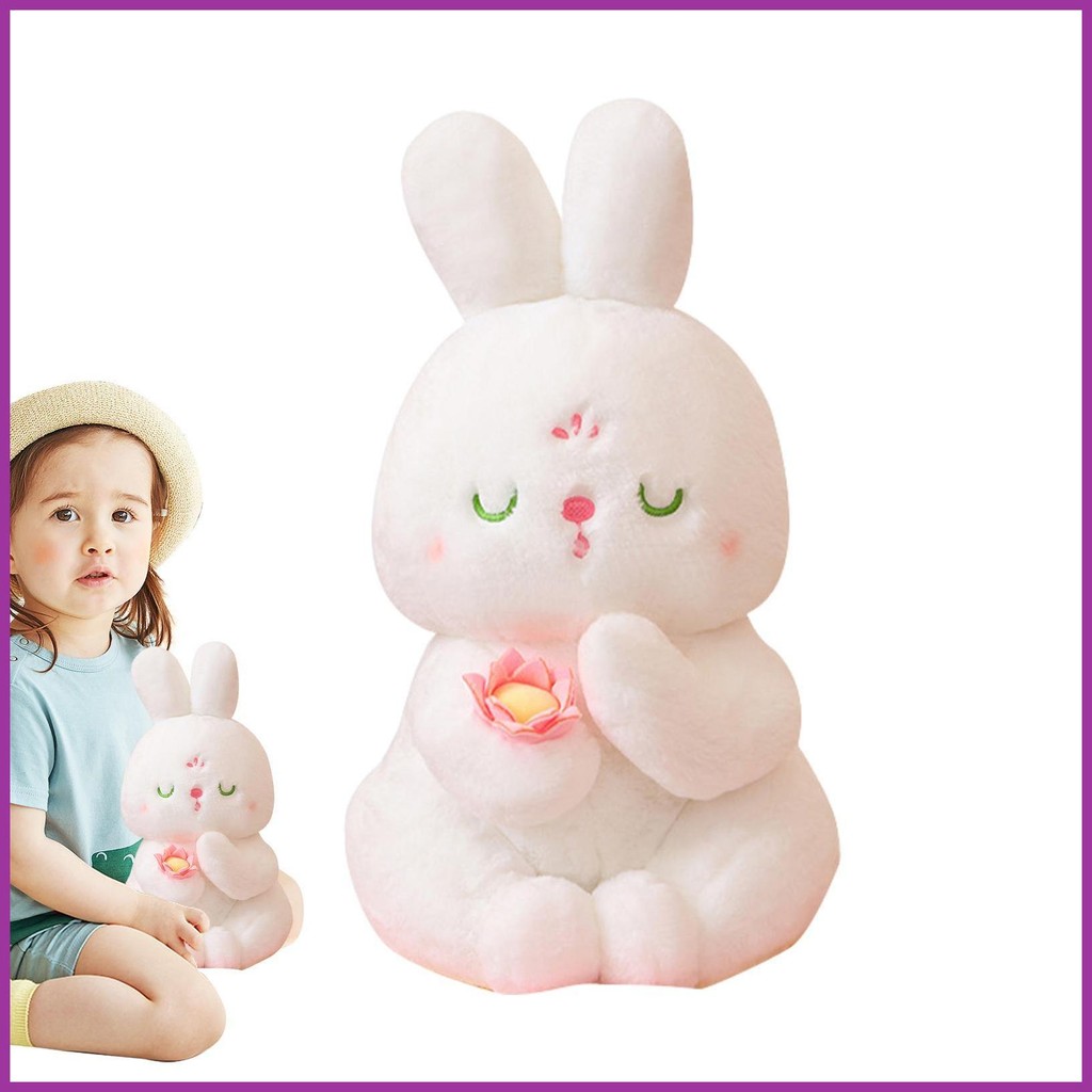 Bunny Stuffed Animal Sitting Rabbit Holding Lotus Lucky Bunny Plush ...