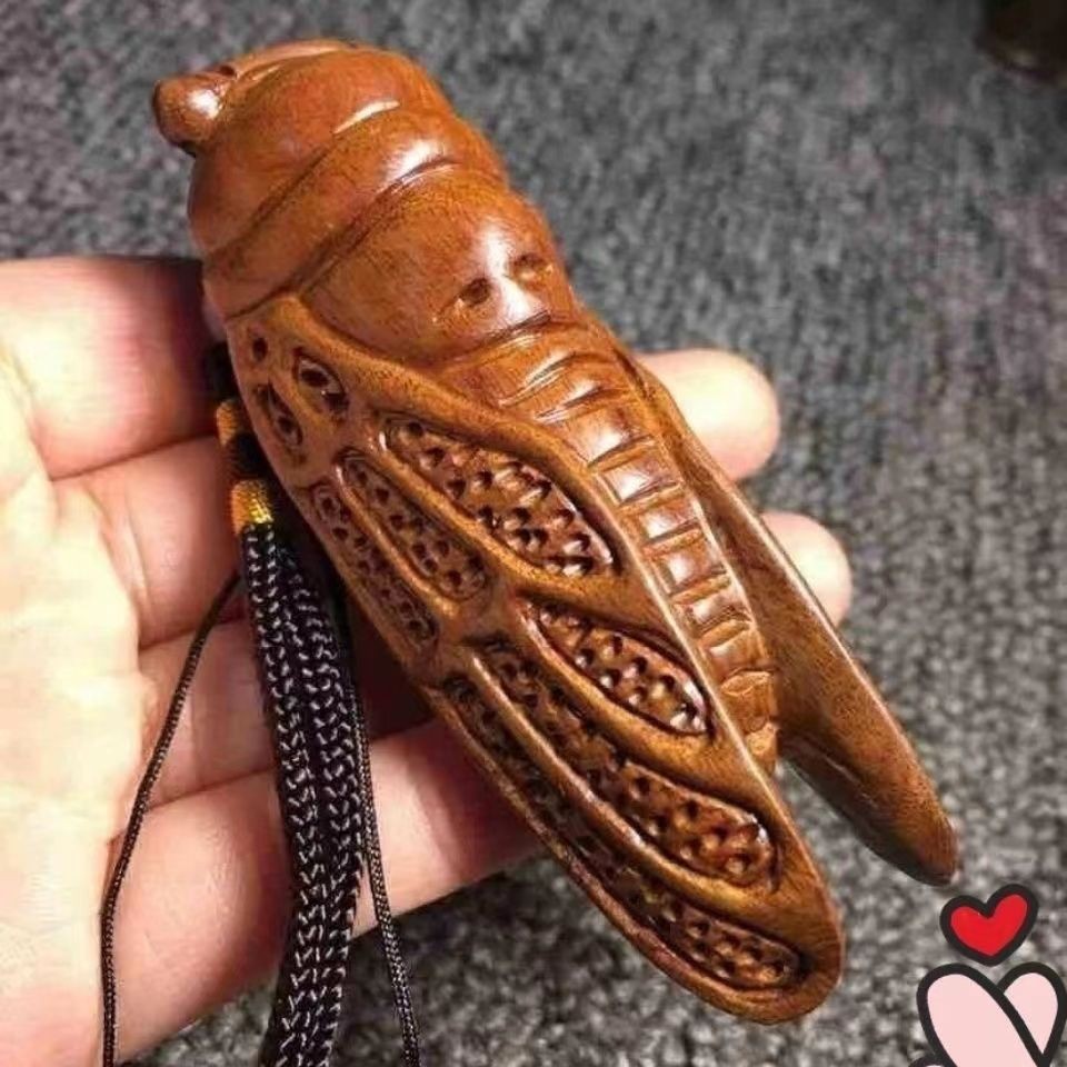 Shop Vietnam Huanghuali Wood Carving Handle Piece Cicada Knows Handmade ...