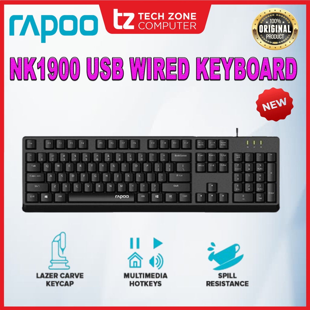 RAPOO NK1900 BLACK USB WIRED KEYBOARD | Shopee Malaysia