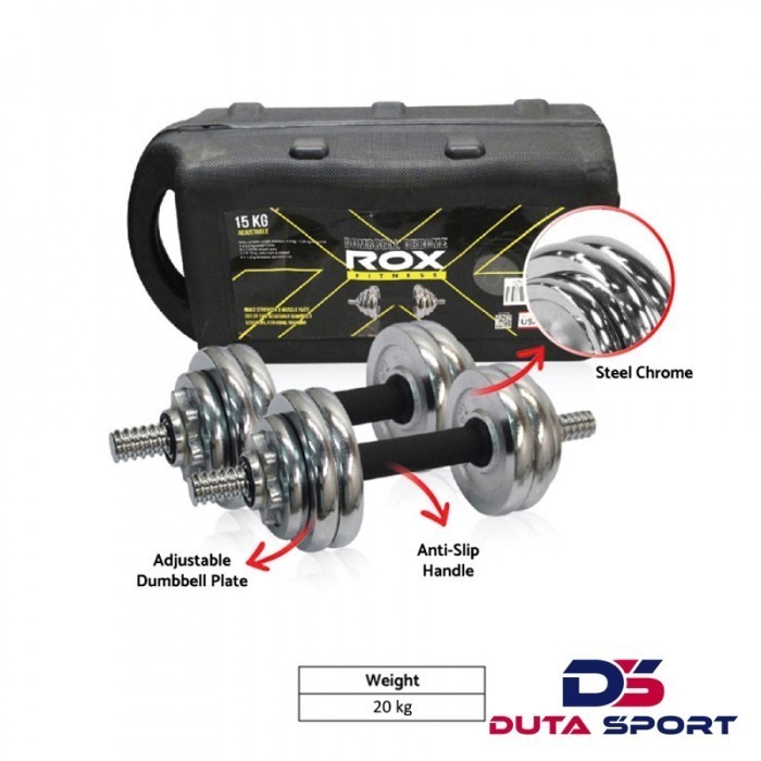 ROX Barbell Set Dumbell Steel 20 Kg SIlver Barbell Plus Box | Shopee ...