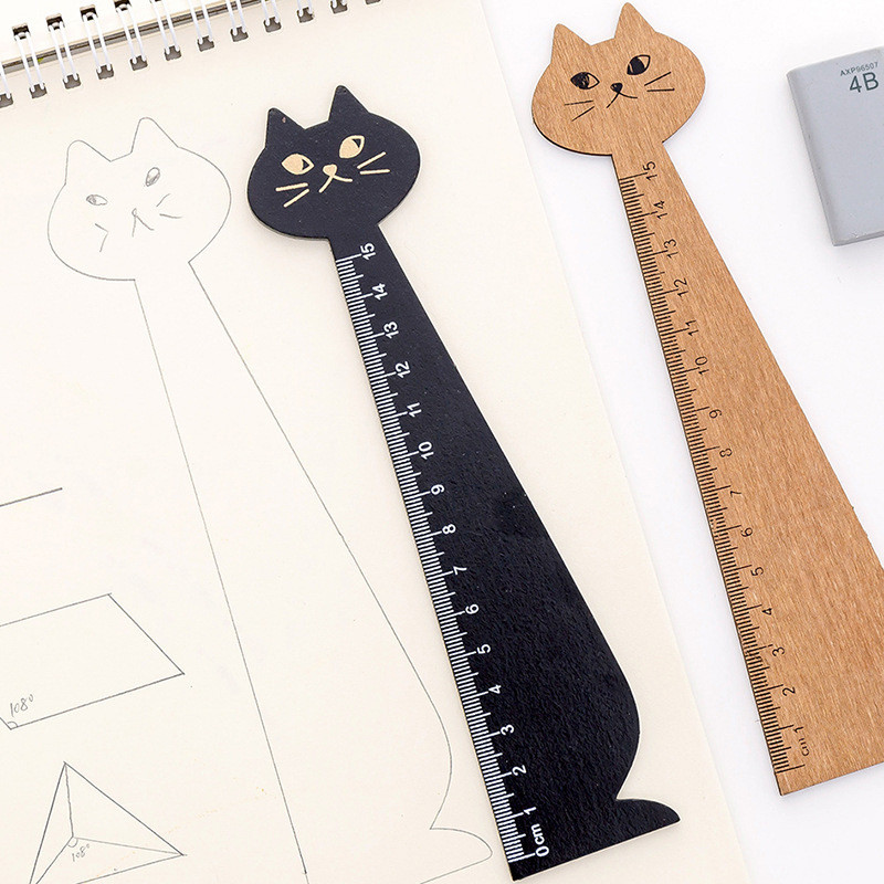 Creative Cartoon Ruler, Cat Drawing Ruler, Cute Wooden Ruler ...