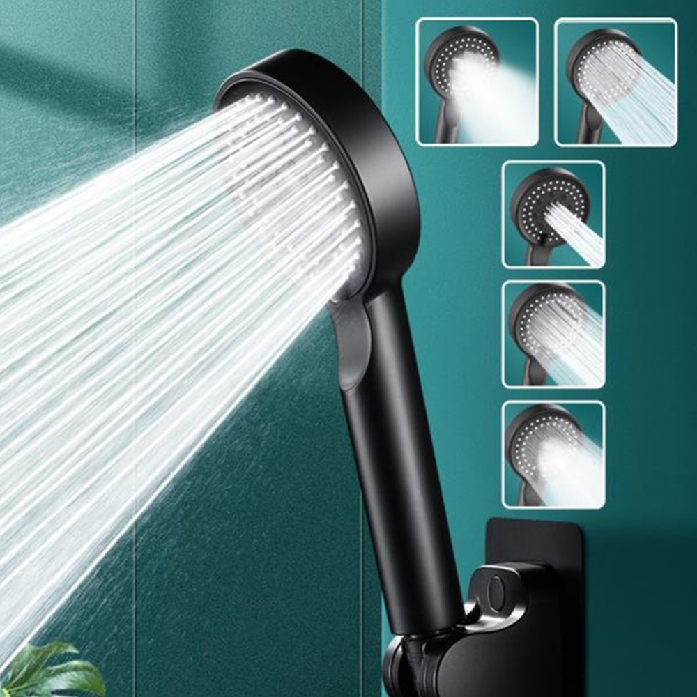 Handheld Water Saving Shower Head Spray Black 5 Modes for High Pressure ...