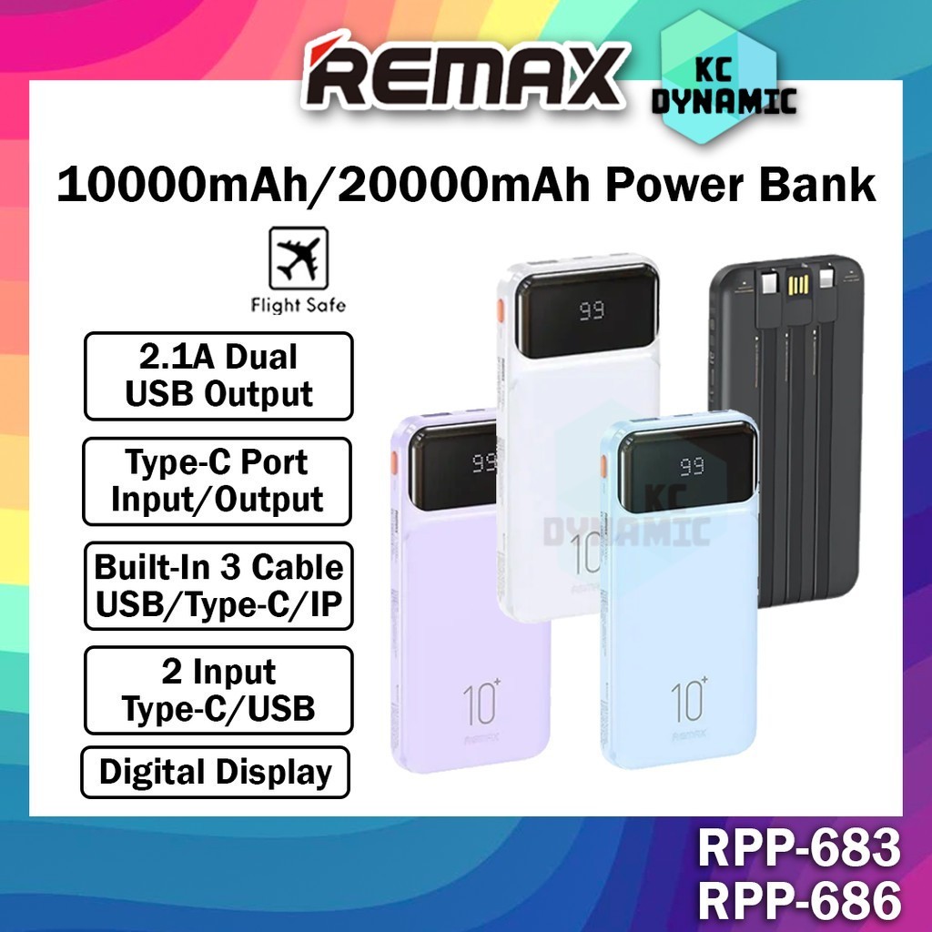 Remax RPP-683 10000mAh Powerbank Remax RPP-686 20000mAh Power Bank 2.1A ...