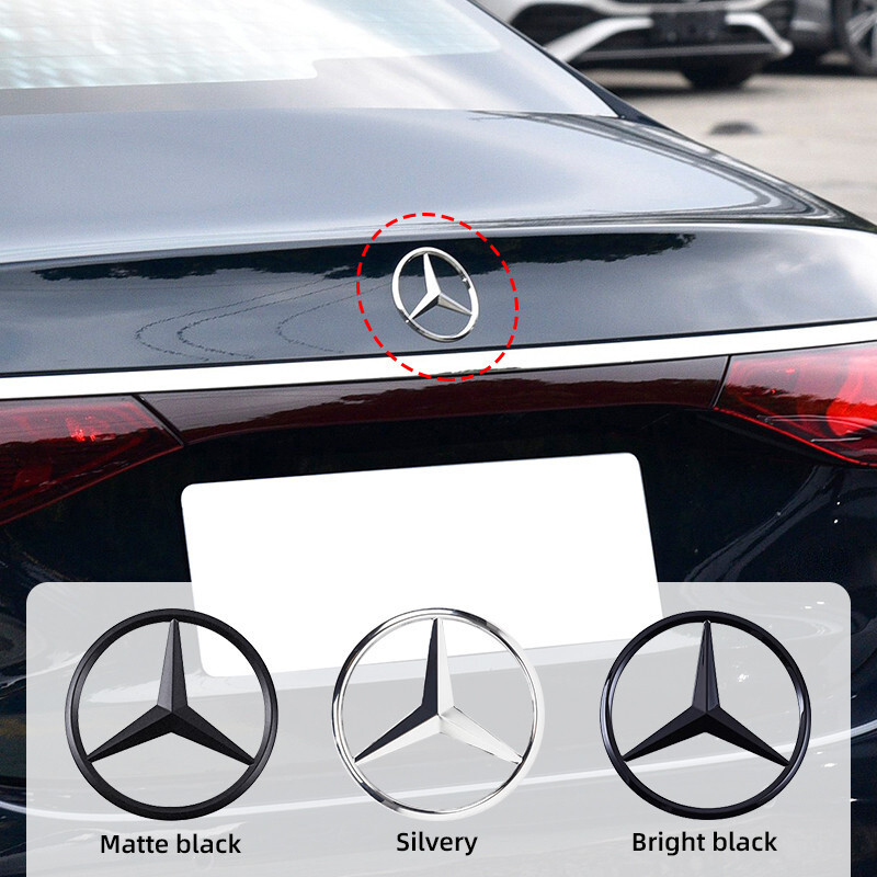 Stemma/Logo Stella Nera Opaca Per Bagagliaio Auto - Adesivo Per Mercedes Benz 90mm