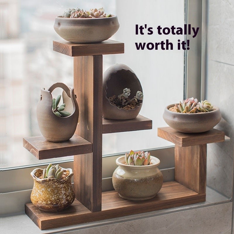 Solid Wood Flower Stand Pot Balcony Shelf Display Stand Display Stand ...