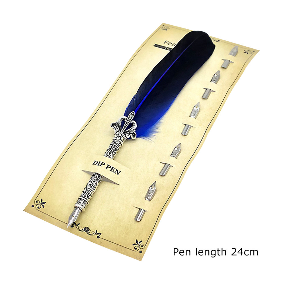 [Ddouble.my] Calligraphy Feather Dip Pen with 5 Nib Writing Ink Quill ...