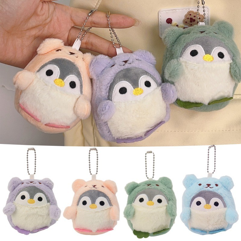 4Colors Cute Fluffy Penguin Stuffed Toy Keychain Cartoon Plush Animal ...