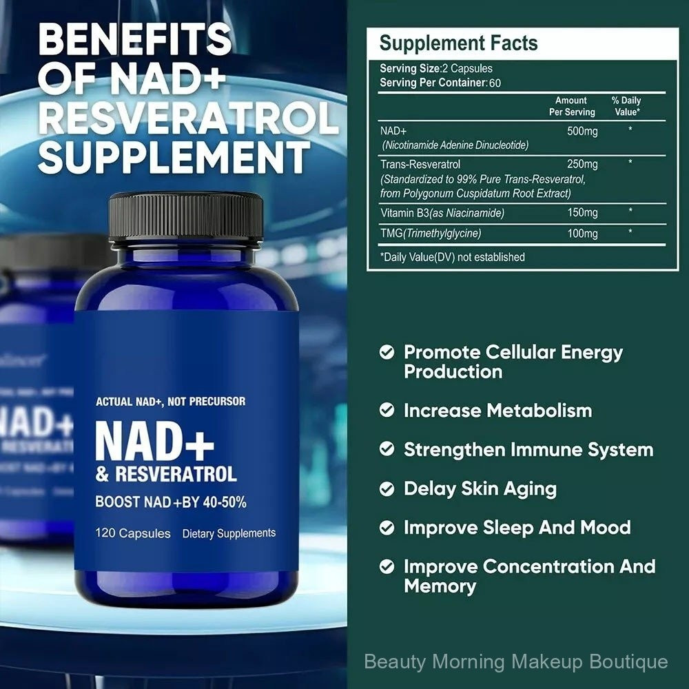 NAD+ 1500 Mg & Resveratrolo, Anti-Invecchiamento, Energia E - Foto 4