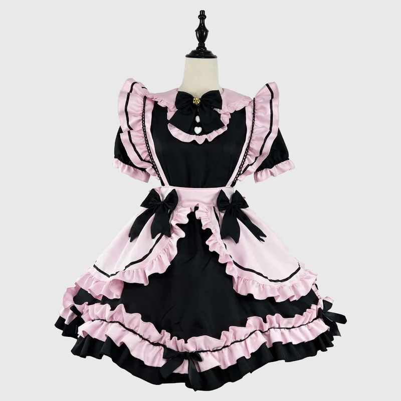 Anime Gothic Lolita JSK Dress Short Sleeve Kawaii Bow Maid Party ...
