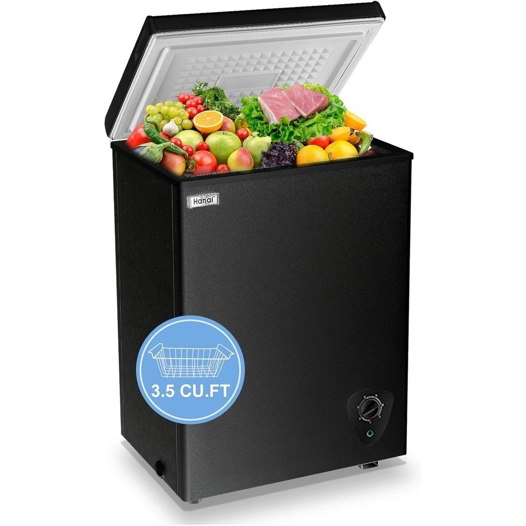 Chest Freezer Small Freezer Black Deep Freezers 3.5 Cu.Ft Compact Free ...