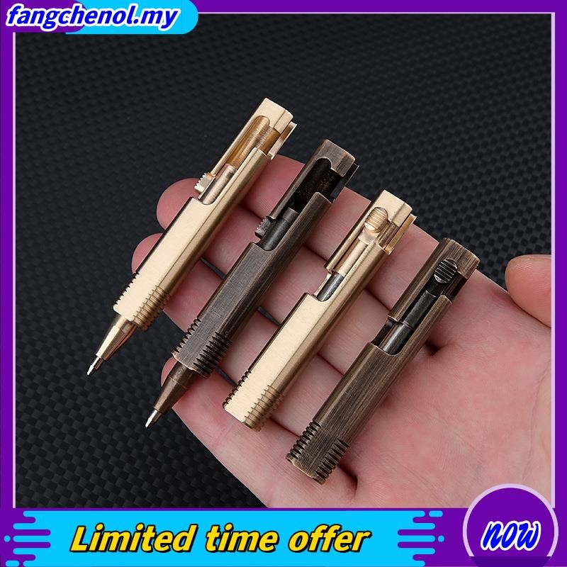 Mini Solid Brass Bolt Action Ball Point Pen Copper Art Craft - Foto 4