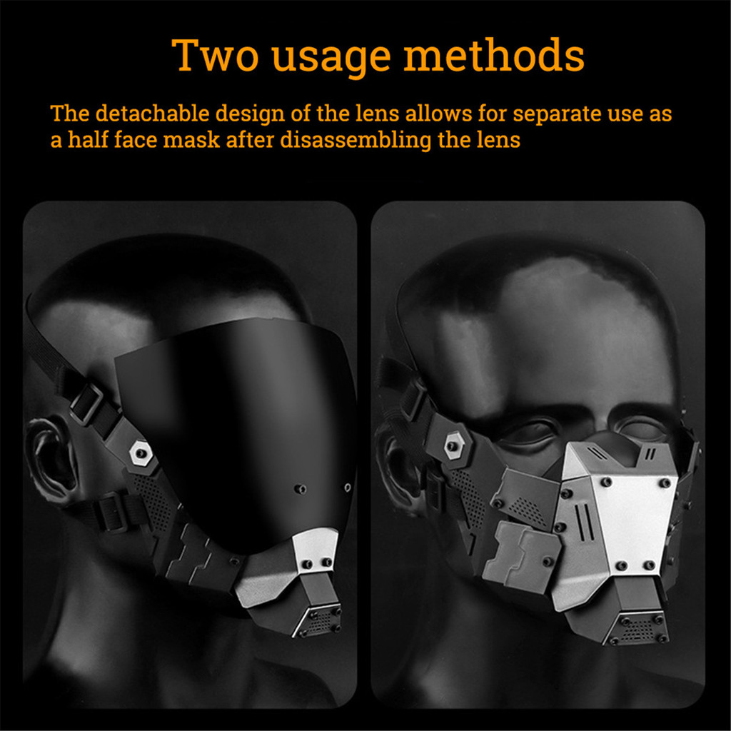 Adult cyberpunk mask helmet technology outfit futuristic mask black ...