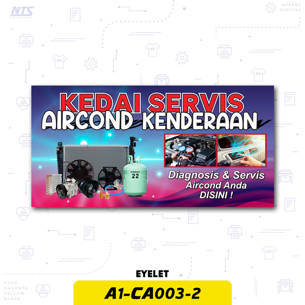 🔥READY DESIGN🔥BANNER KEDAI PUSAT SERVIS AIRCOND KENDERAAN