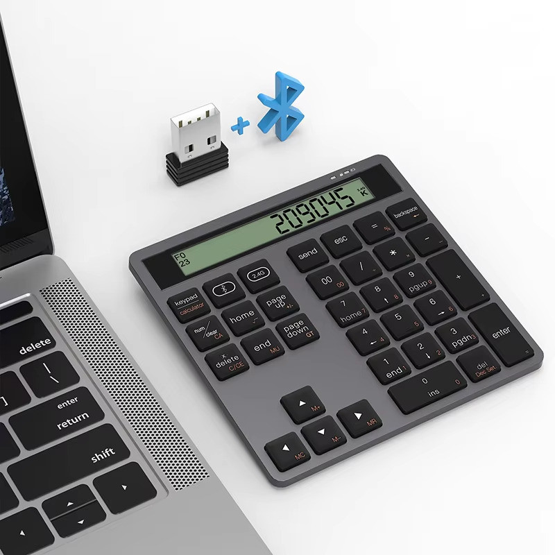 Ergonomic Bluetooth Dual Mode Wireless Numeric Keyboard with Display ...