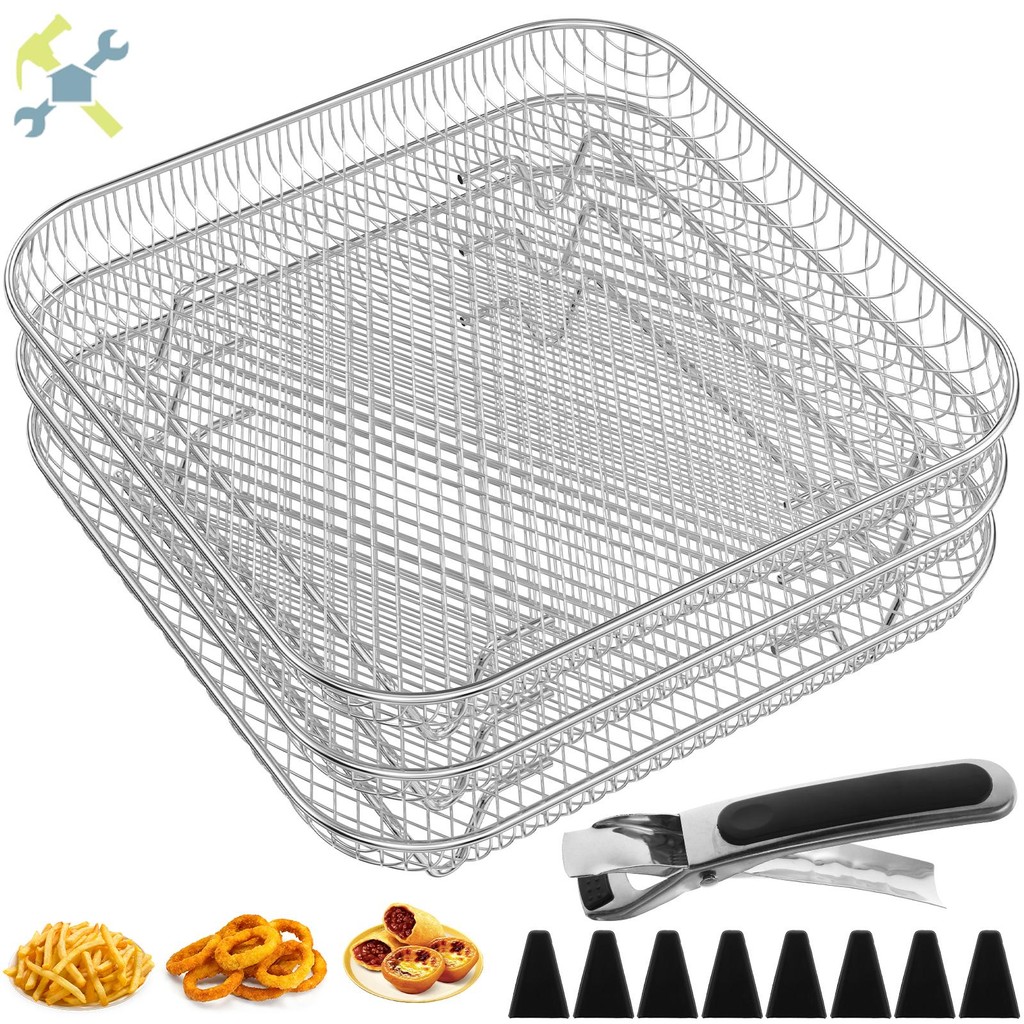 3 Layer Air Fryer Rack Square Air Fryer Grill Rack Stainless Steel ...