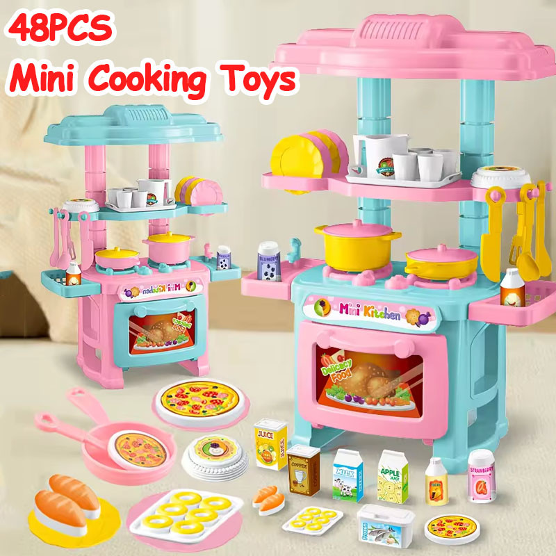 48PCS Mini Deluxe Kitchen Cooking Toys Kids Pretend Role Play Game ...