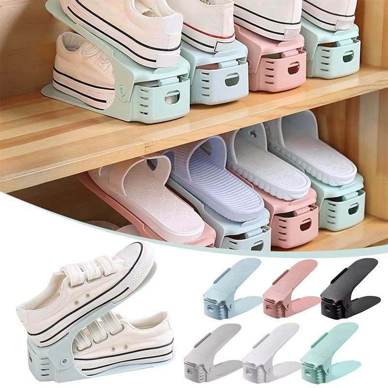 Adjustable Double Thickened Shoe Storage Rack Layered Shoe Tray ...