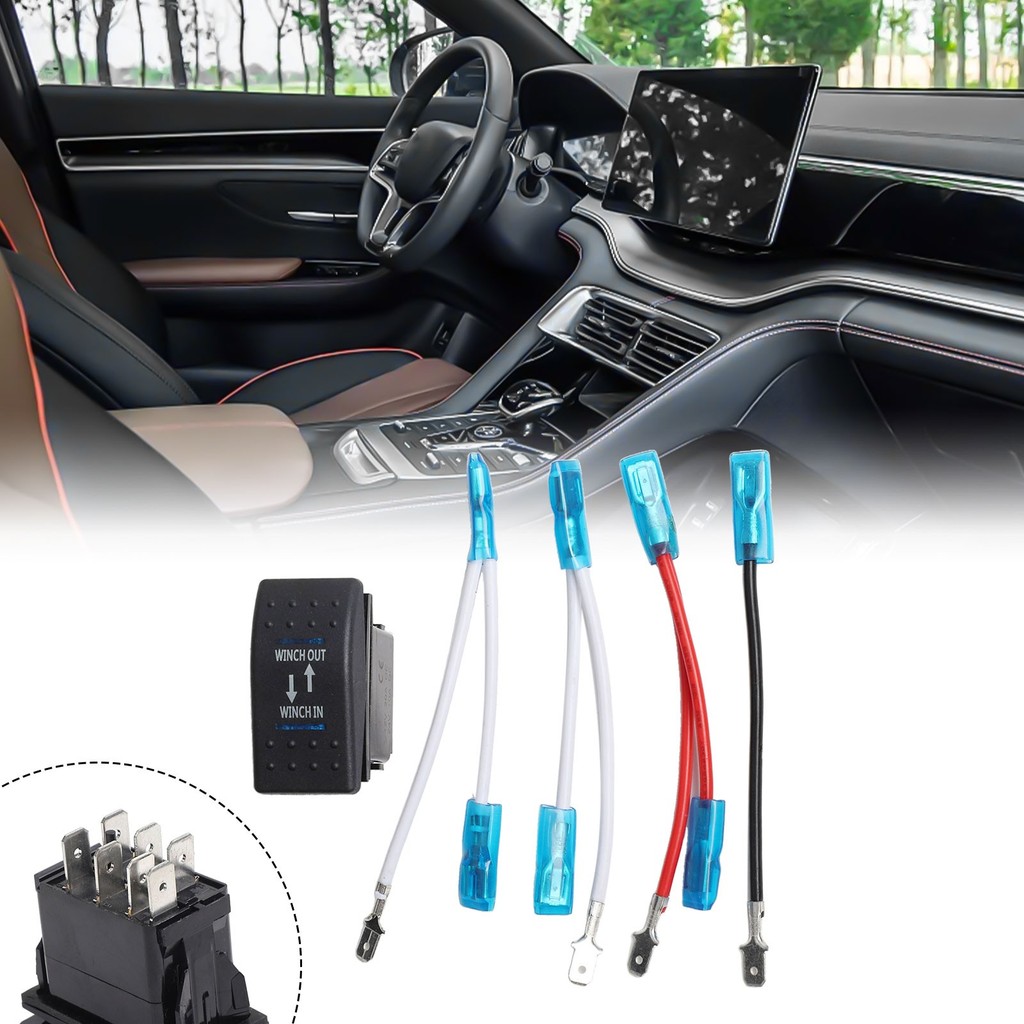 [BTSL] Winch In/Out Rocker Switch 7-Pin Blue LED Rocker Toggle Switch ...
