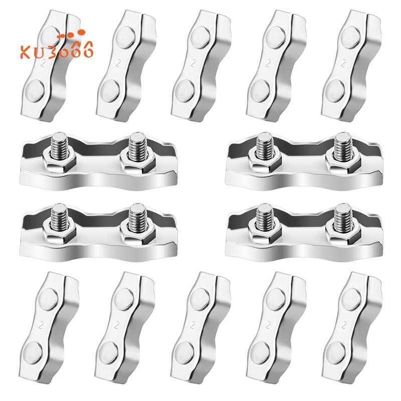 14PCS 2-Post Wire Rope Clamp M2 1/16inch Cable Wire Clamp Double Bolt ...