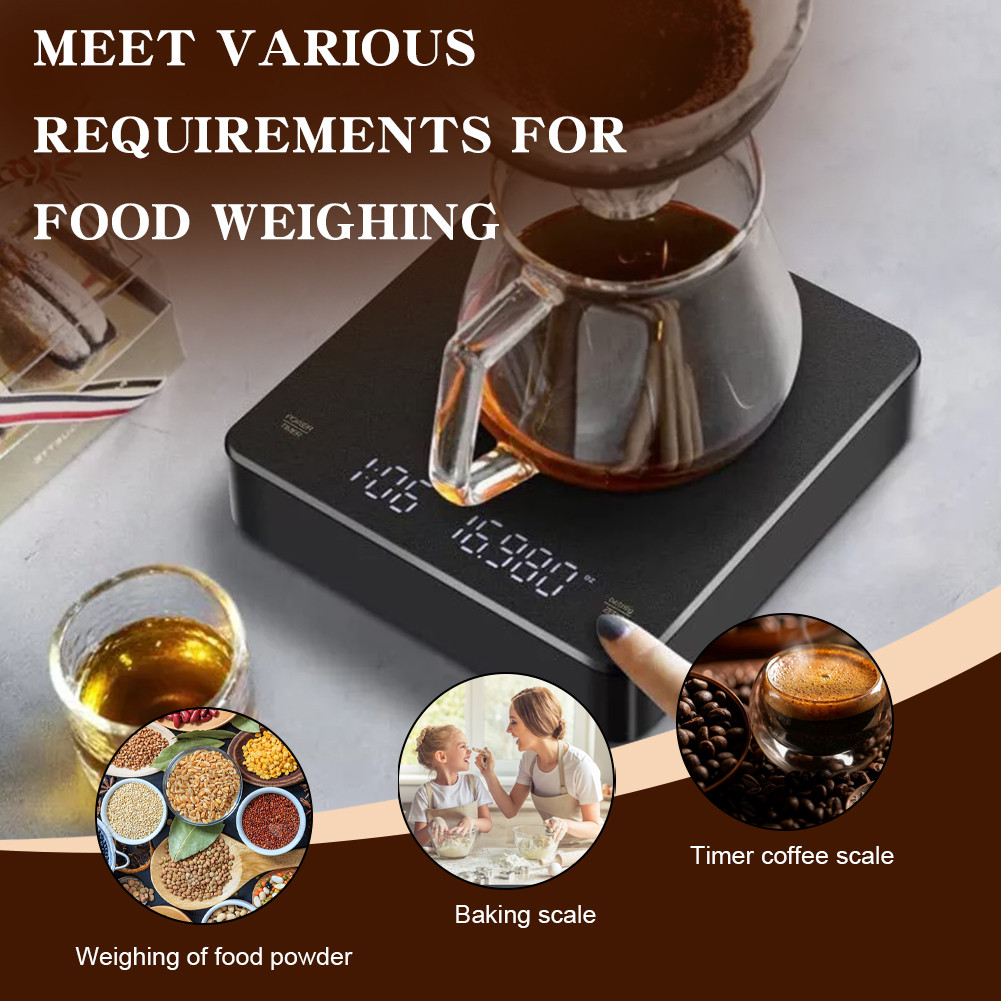 AIGONI™ Mini Coffee Scale with Timer Rechargeable 3kg/0.1g Espresso ...
