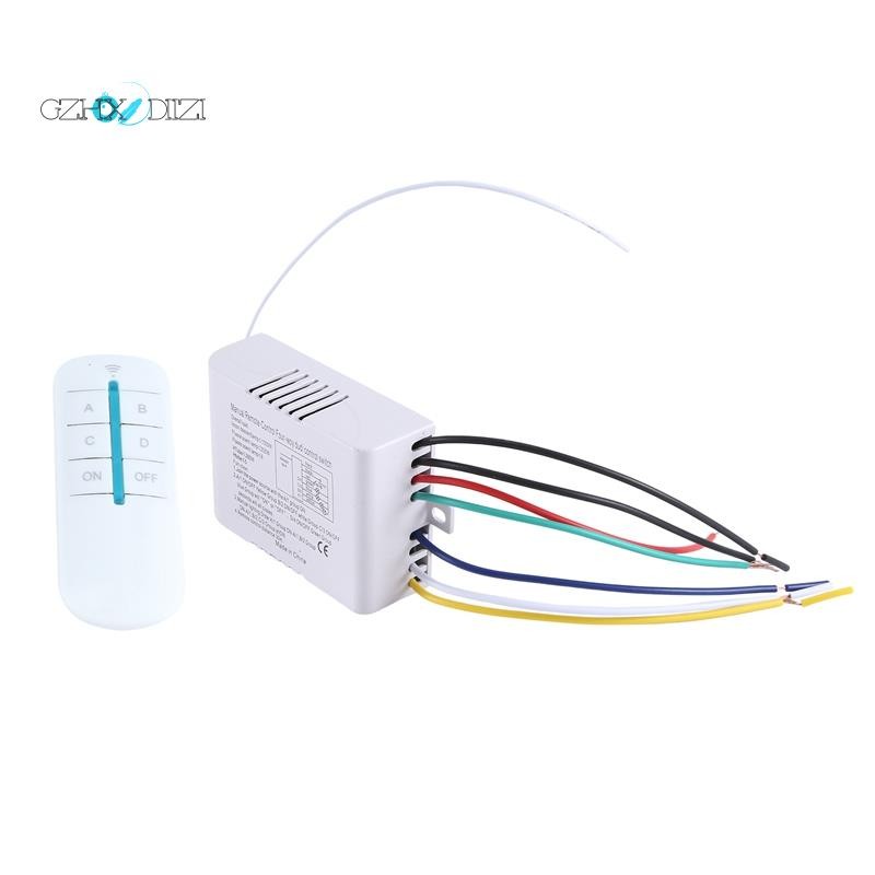 4 Way Light Lamp Digital Wireless Remote Control Switch ON/OFF 220V ...