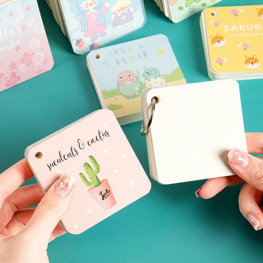A set of cartoon square flashcards for learning foreign languages and ...