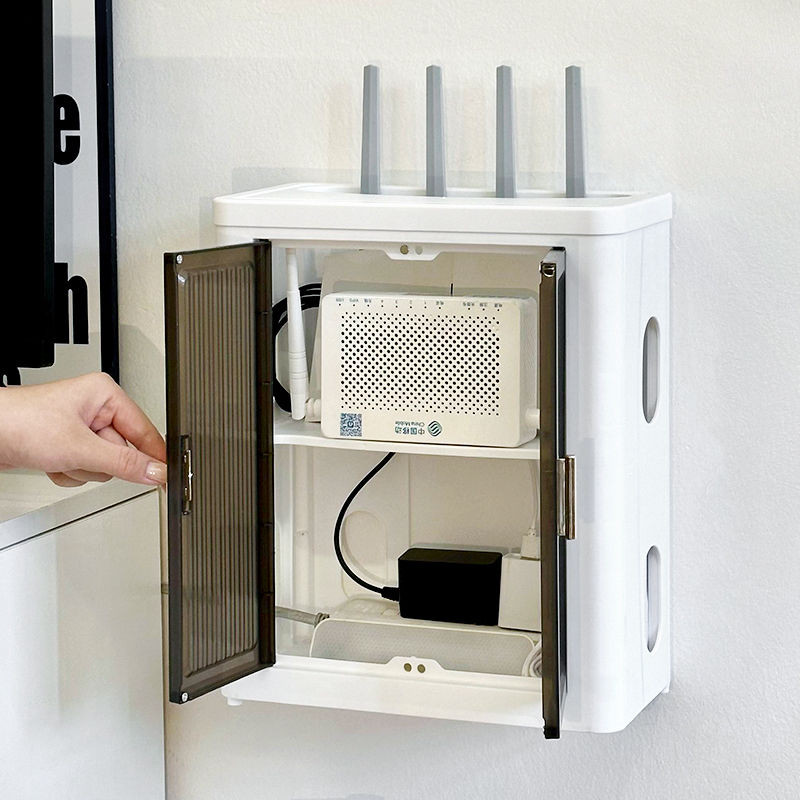Router Rack Wall-Mounted Router Storage Box Light Cat Box Rack Living ...