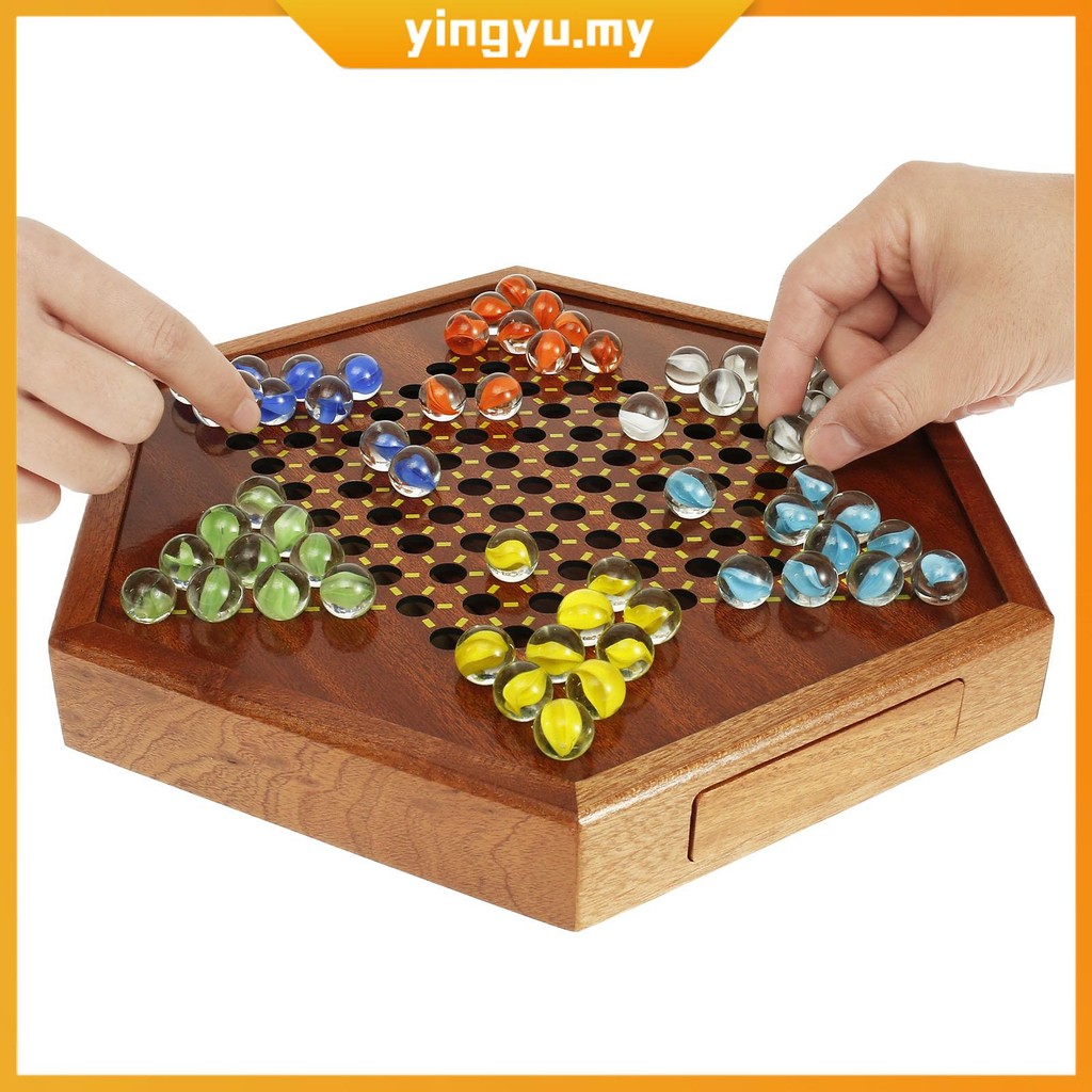 Chinese Checkers Wooden Chinese Checkers Game with Drawers and 72 ...
