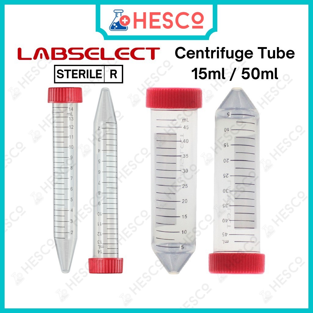 LABSELECT Centrifuge Tube 15ml/50ml — 25pcs Sterile Conical Bottom ...