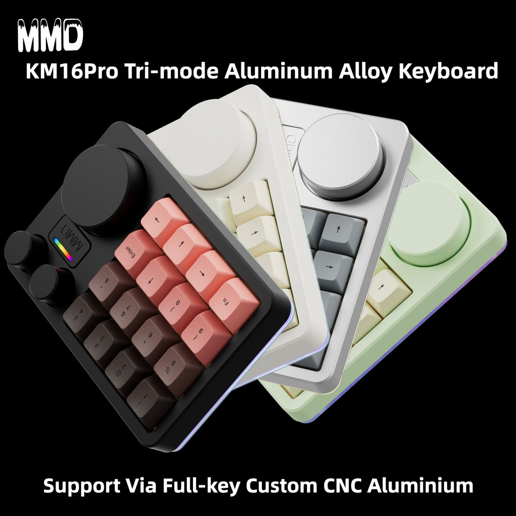 MMD KM16Pro Tri-mode CNC Aluminum Mechanical Keypad Bluetooth wireless ...